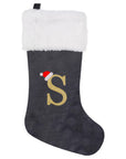VelvetMonogram | Stylish Personalized Gray Christmas Stocking Decoration 16