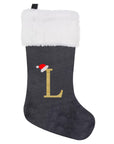 VelvetMonogram | Stylish Personalized Gray Christmas Stocking Decoration 18