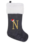 VelvetMonogram | Stylish Personalized Gray Christmas Stocking Decoration 19