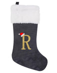 VelvetMonogram | Stylish Personalized Gray Christmas Stocking Decoration 27