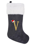 VelvetMonogram | Stylish Personalized Gray Christmas Stocking Decoration 28