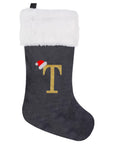 VelvetMonogram | Stylish Personalized Gray Christmas Stocking Decoration 31