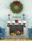 VelvetMonogram | Stylish Personalized Gray Christmas Stocking Decoration 5