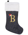 VelvetMonogram | Stylish Personalized Gray Christmas Stocking Decoration 7