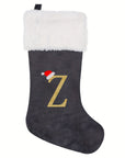 VelvetMonogram | Stylish Personalized Gray Christmas Stocking Decoration 9