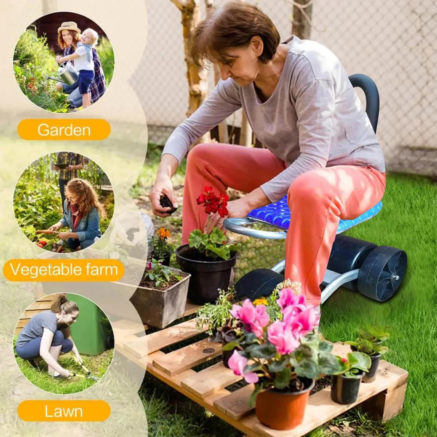 VerdantEase | Ergonomic Adjustable Gardening Chair with 360° Rotation 4