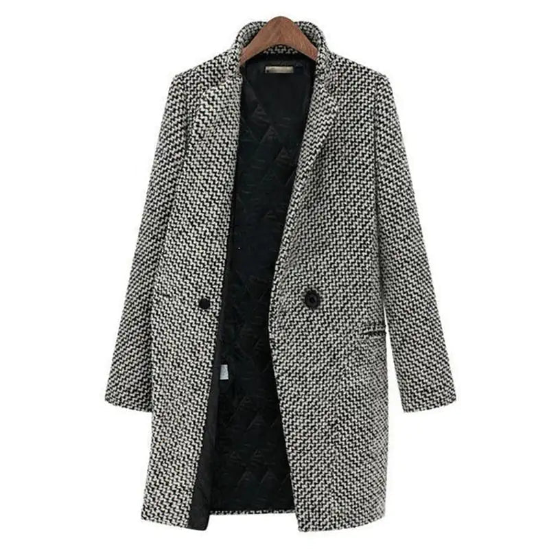 Veronica | Stylish Women's Houndstooth Wool Coat with Elegant Design 2