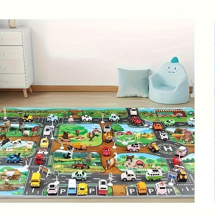 VibrantPlay | Colorful Interactive Children's Farm & Traffic Play Mat 1