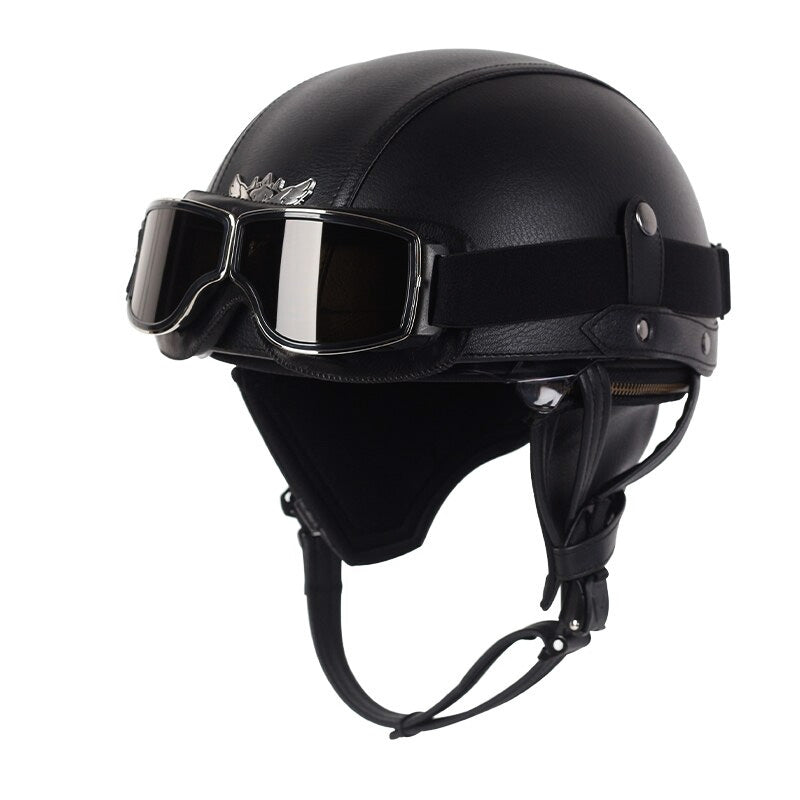 Vintage Motorcycle Helmet ABS with Retractable Lens 4