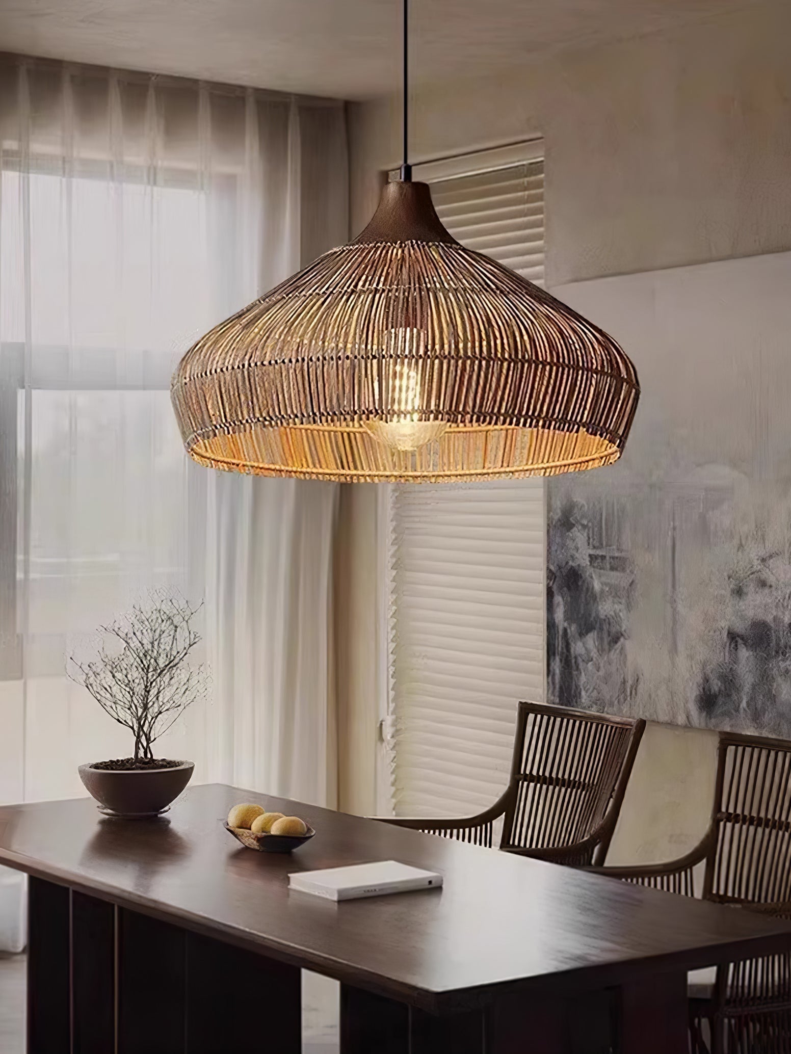 Vionel | Vintage Wicker Rattan Hanging Lamp 4