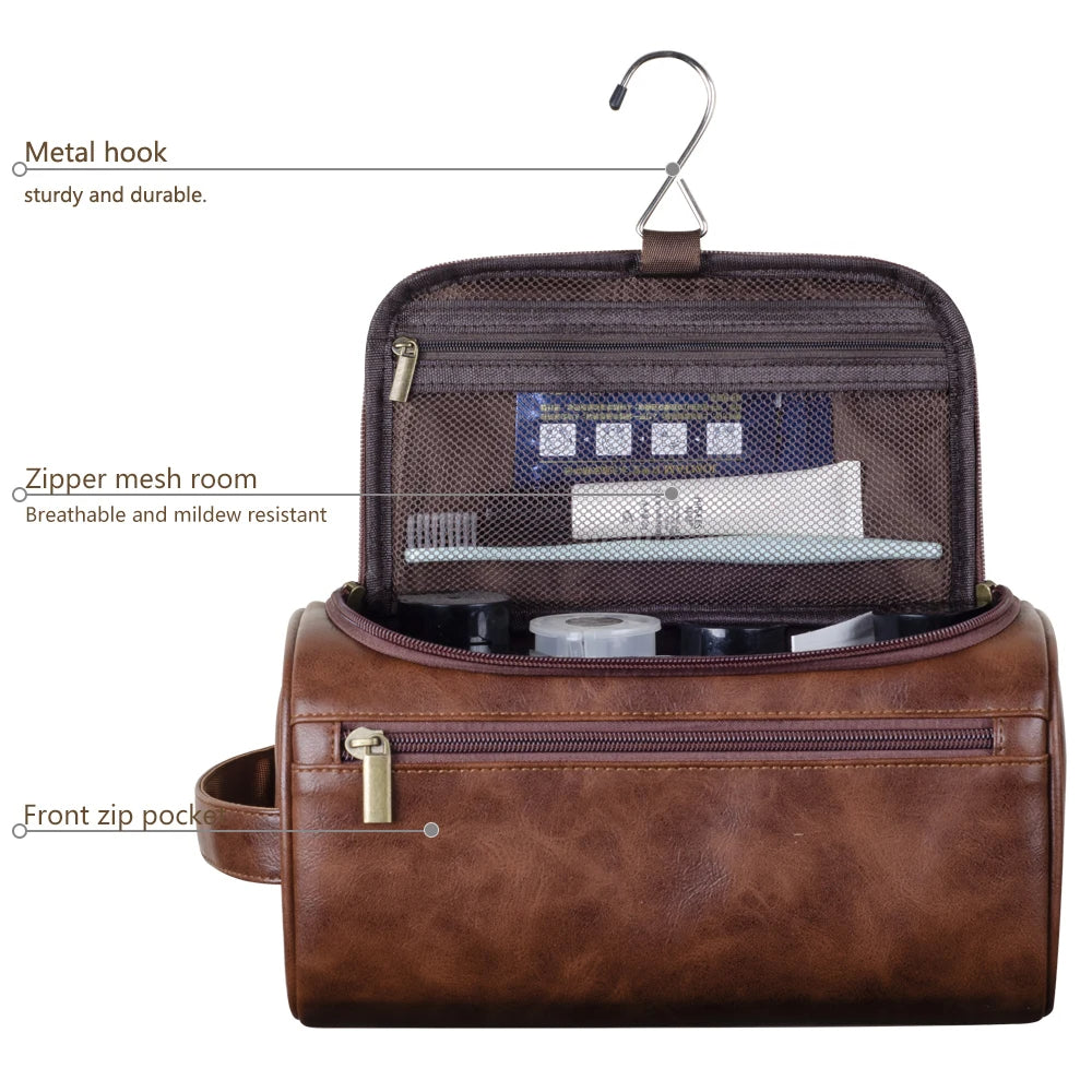 VoyageLux | Premium Leather Toiletry Bag for Men – Ideal for Travel & Organization 3
