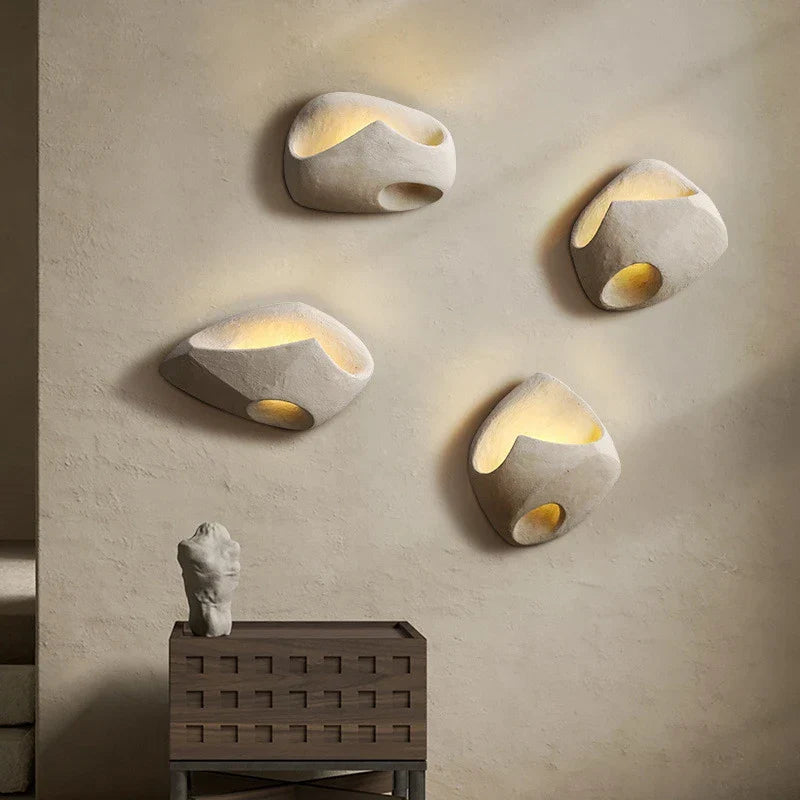Wabi-Sabi Inspired Cement Wall Sconce Light – Modern LED Wall Lamp for Serene Interior Decor 0