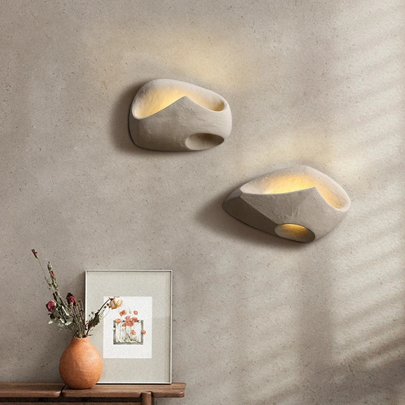 Wabi-Sabi Inspired Cement Wall Sconce Light – Modern LED Wall Lamp for Serene Interior Decor 2