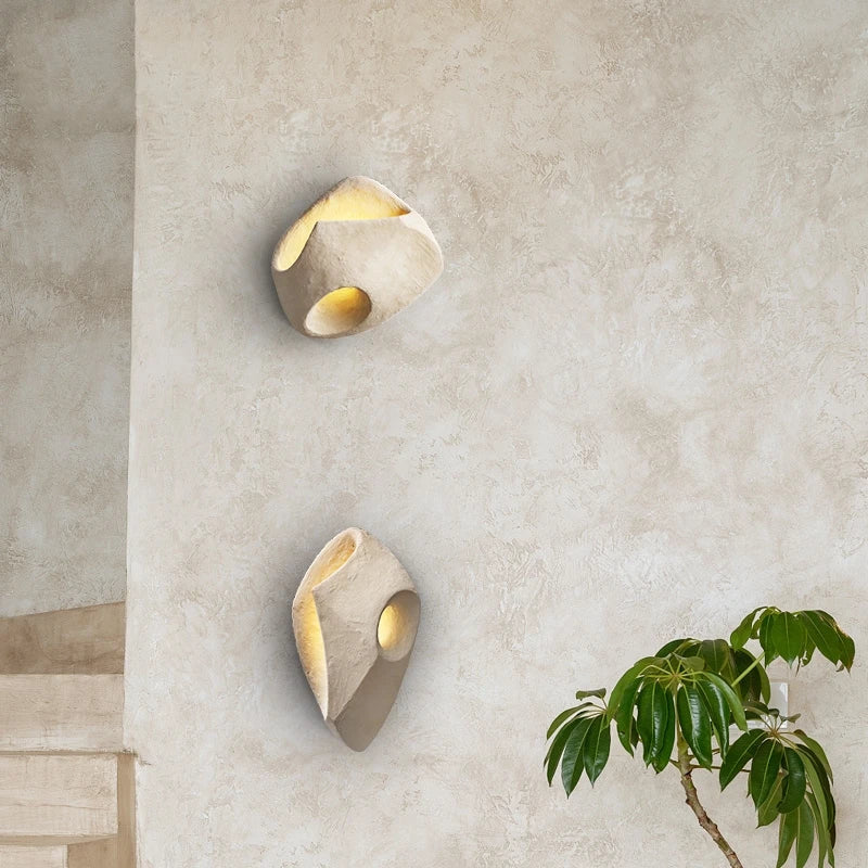 Wabi-Sabi Inspired Cement Wall Sconce Light – Modern LED Wall Lamp for Serene Interior Decor 4