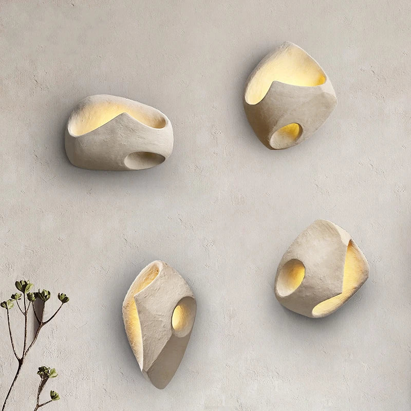 Wabi-Sabi Inspired Cement Wall Sconce Light – Modern LED Wall Lamp for Serene Interior Decor 6