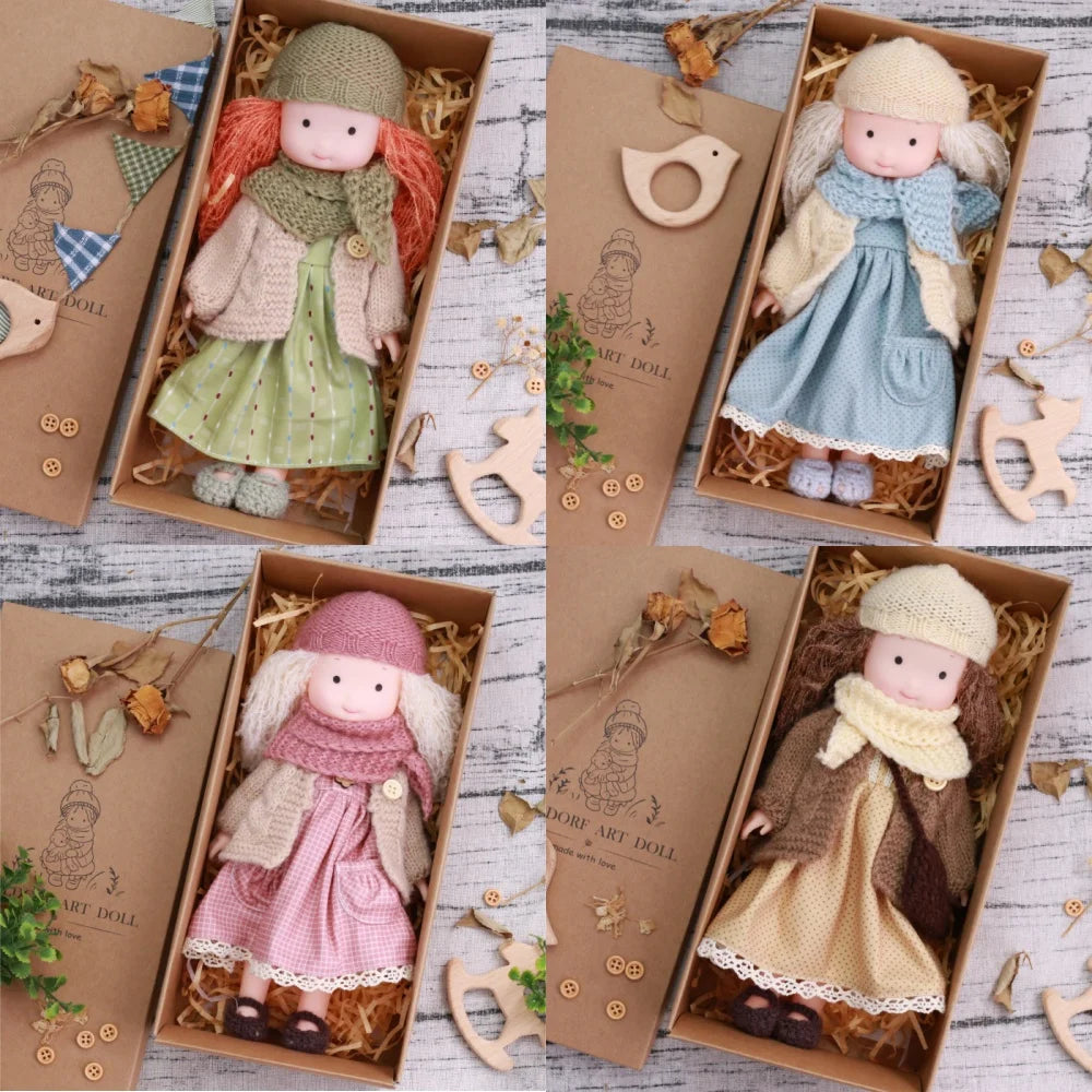Waldorf Handmade Plush Dolls for Baby Doll Toys Cute/Fun Dresses with Scarf Vinyl Dolls for Girls Birthday Gift Dress Up Doll 0