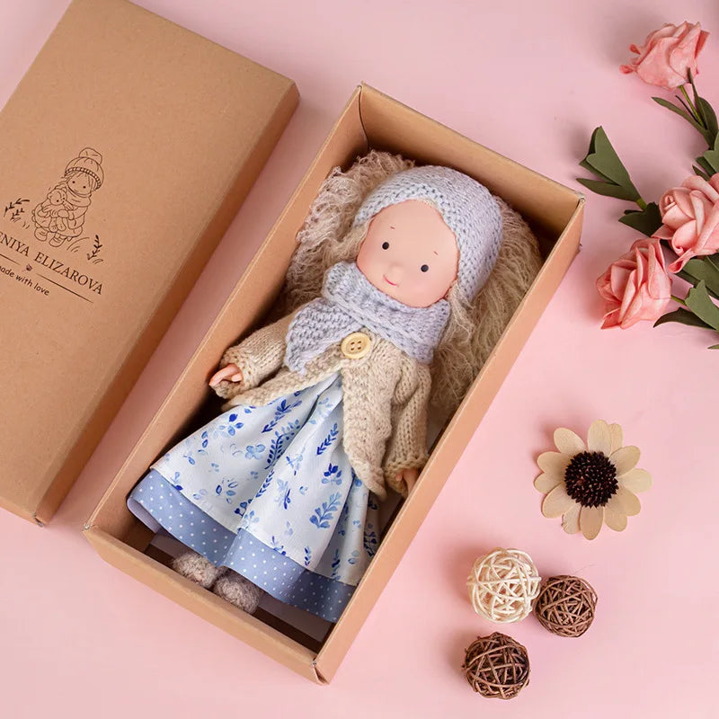 Waldorf Handmade Plush Dolls for Baby Doll Toys Cute/Fun Dresses with Scarf Vinyl Dolls for Girls Birthday Gift Dress Up Doll 1