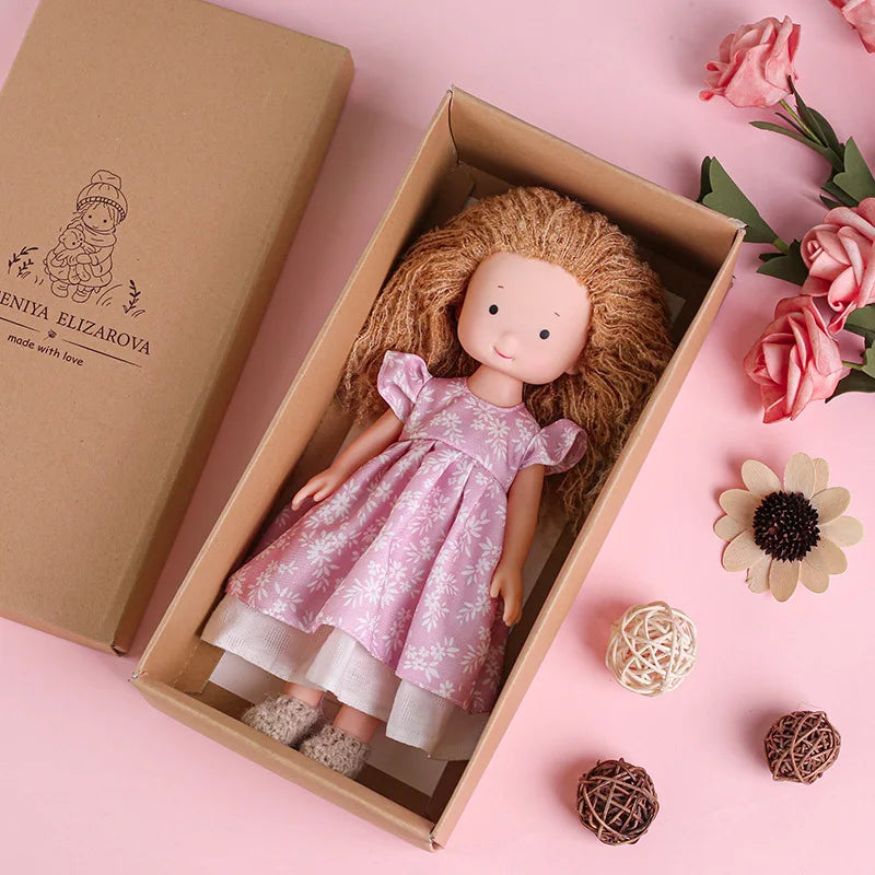 Waldorf Handmade Plush Dolls for Baby Doll Toys Cute/Fun Dresses with Scarf Vinyl Dolls for Girls Birthday Gift Dress Up Doll 4