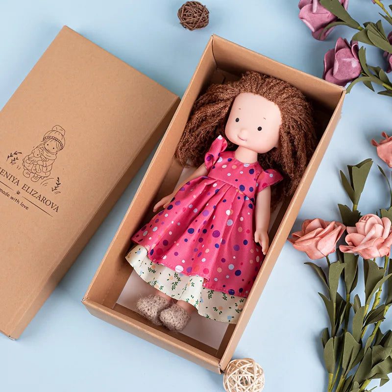 Waldorf Handmade Plush Dolls for Baby Doll Toys Cute/Fun Dresses with Scarf Vinyl Dolls for Girls Birthday Gift Dress Up Doll 5