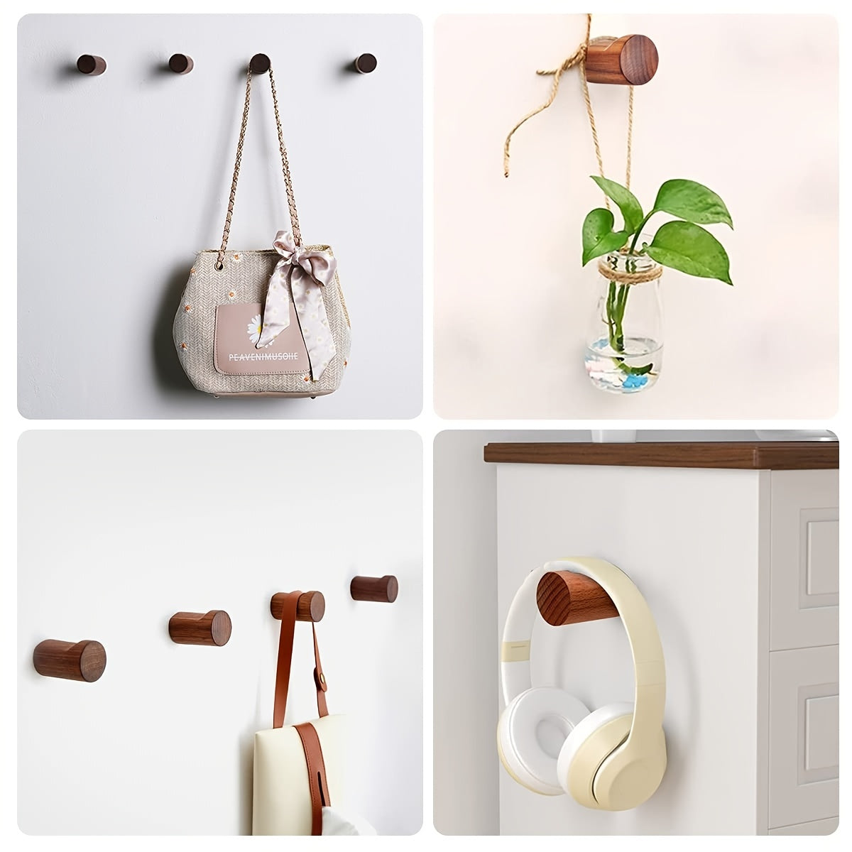 WalnutCraft | Elegant Compact Wooden Wall Hook for Coat and Key Storage 3