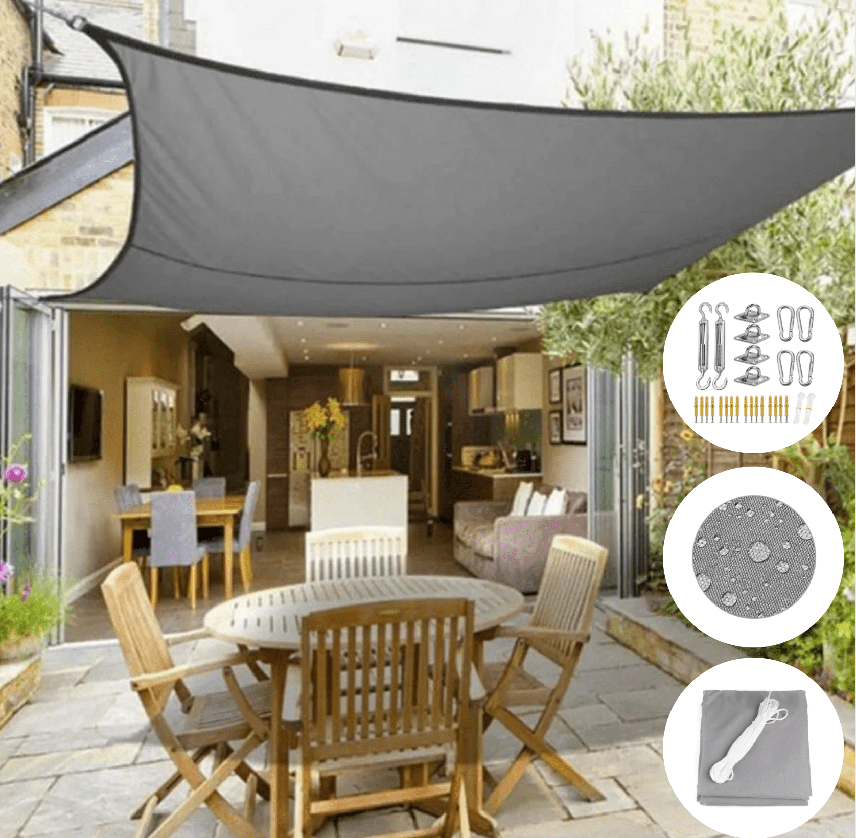 Weather-Resistant Polyester Shade for Balcony and Terrace Protection – Decorative Outdoor Canopy, Multiple Sizes Available 2