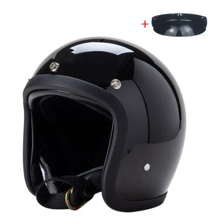 Men’s Low Profile Motorcycle Helmet Vintage DOT ECE Approved Fiberglass