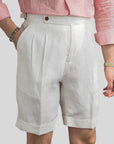 Ethan | Chic Elegant White Linen Shorts 2