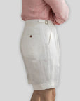 Ethan | Chic Elegant White Linen Shorts 4