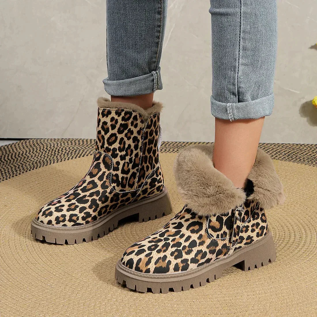 Winter Boots Women - Stylish Leopard Print Boots with Soft Lining and Platform Sole 2