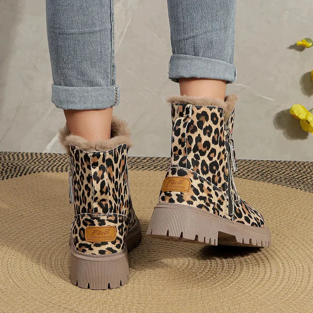 Winter Boots Women - Stylish Leopard Print Boots with Soft Lining and Platform Sole 4