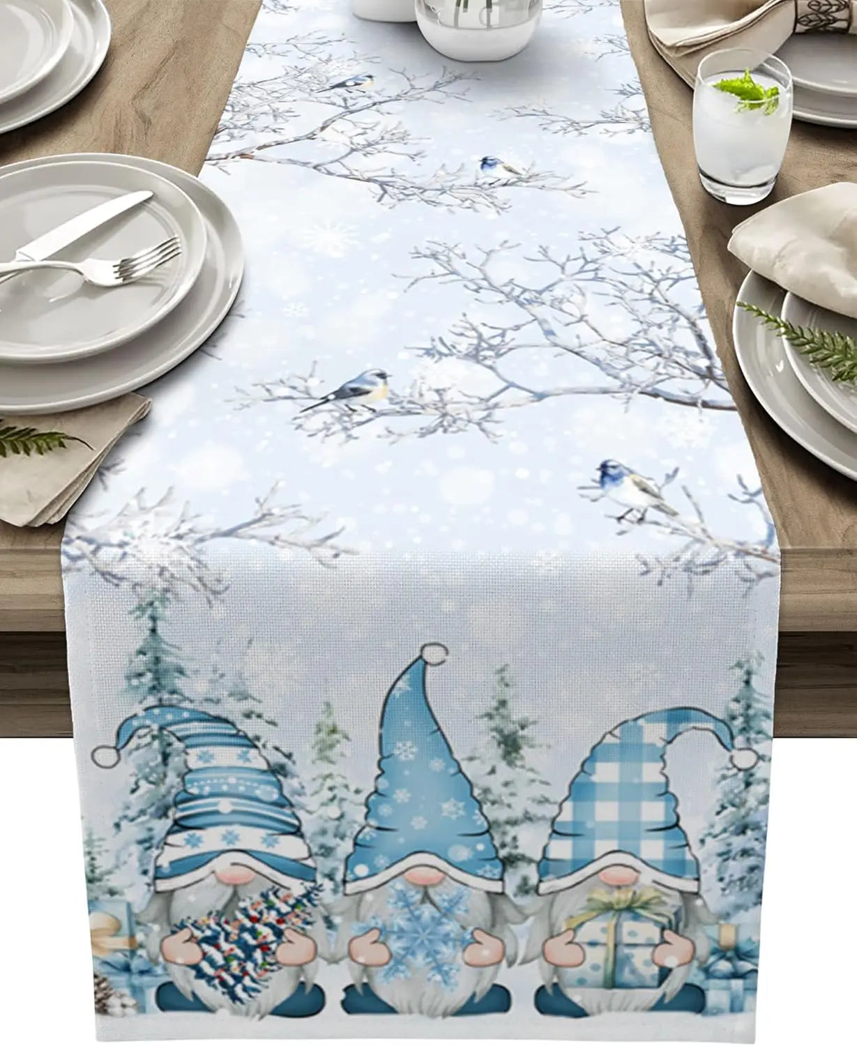 Winter Gnome | Luxury Christmas Table Runner with Snowflake Design 6