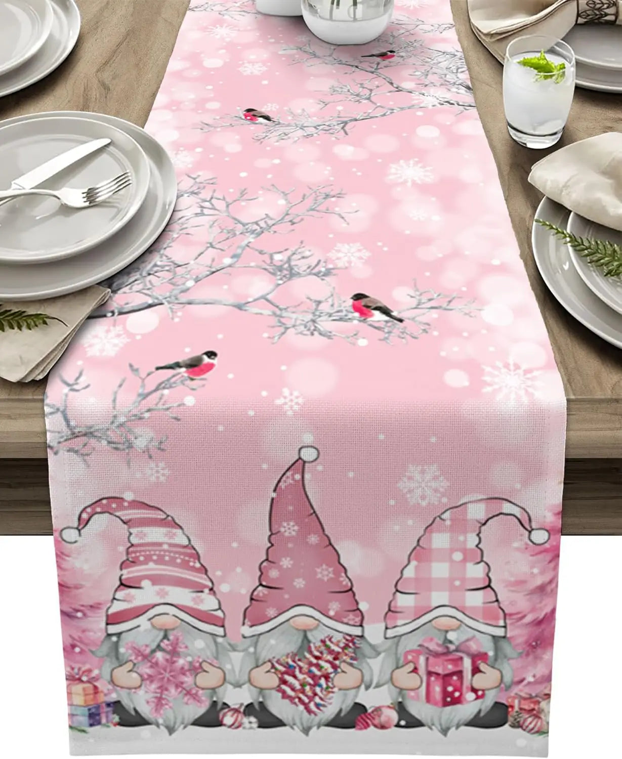 Winter Gnome | Luxury Christmas Table Runner with Snowflake Design 7