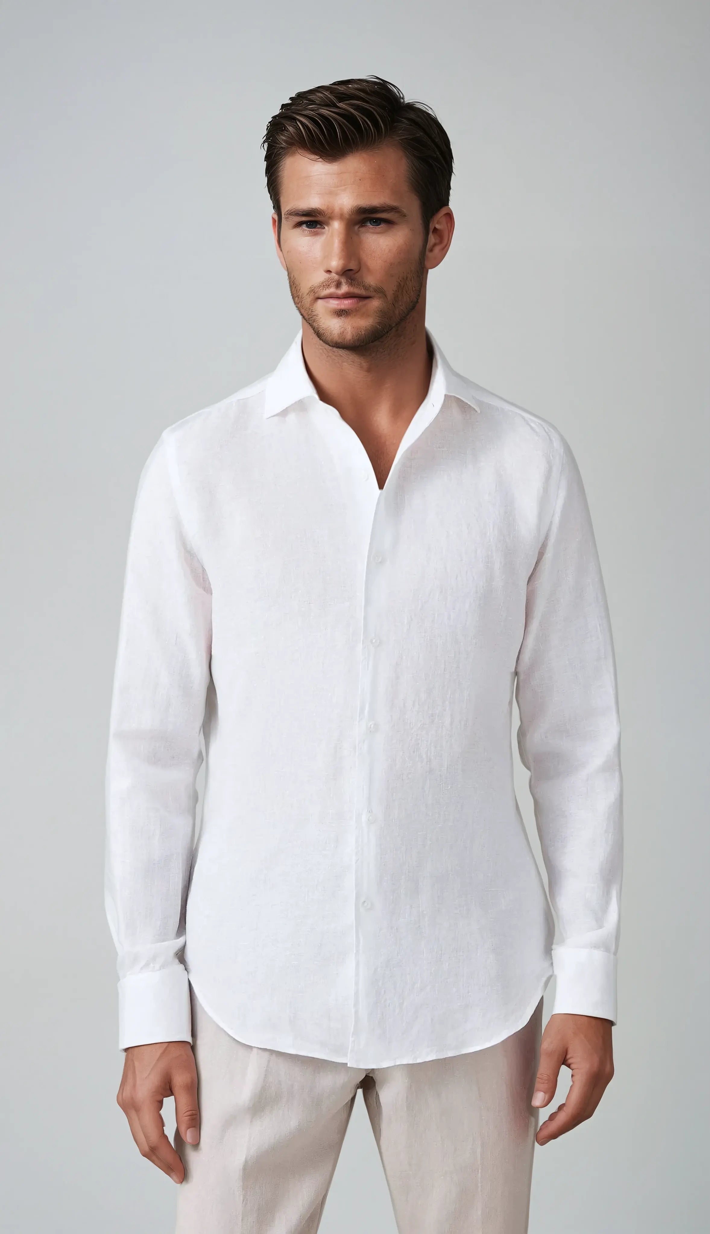 Ethan | Classic Breathable White Linen Shirt 5