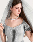 Women Gothic Puff Sleeve Halloween Corpse Bride Costume Dress | Mini 1