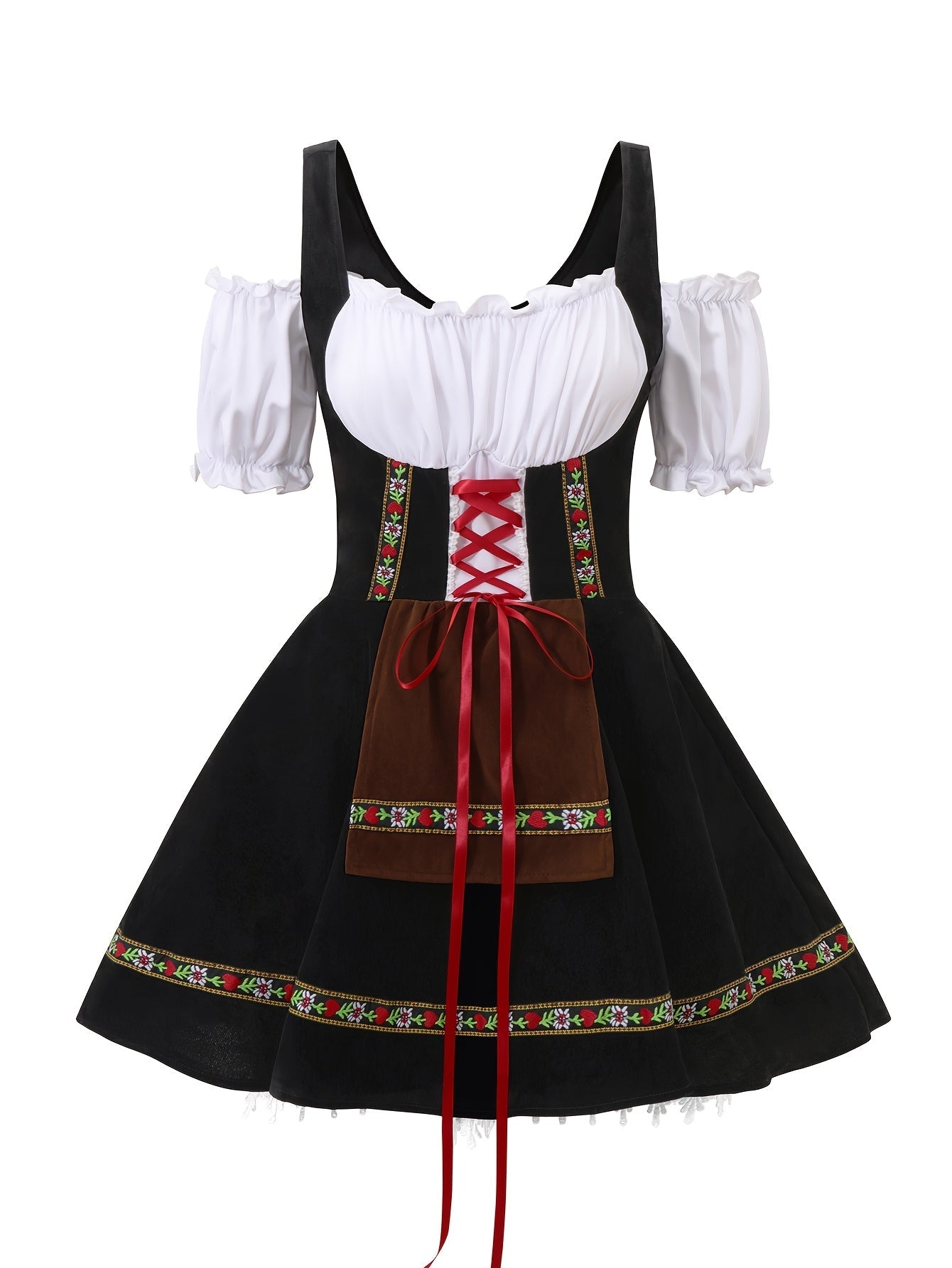 Women Plus Size Bavarian Halloween Costume Dress | Puff Sleeve Mini 8
