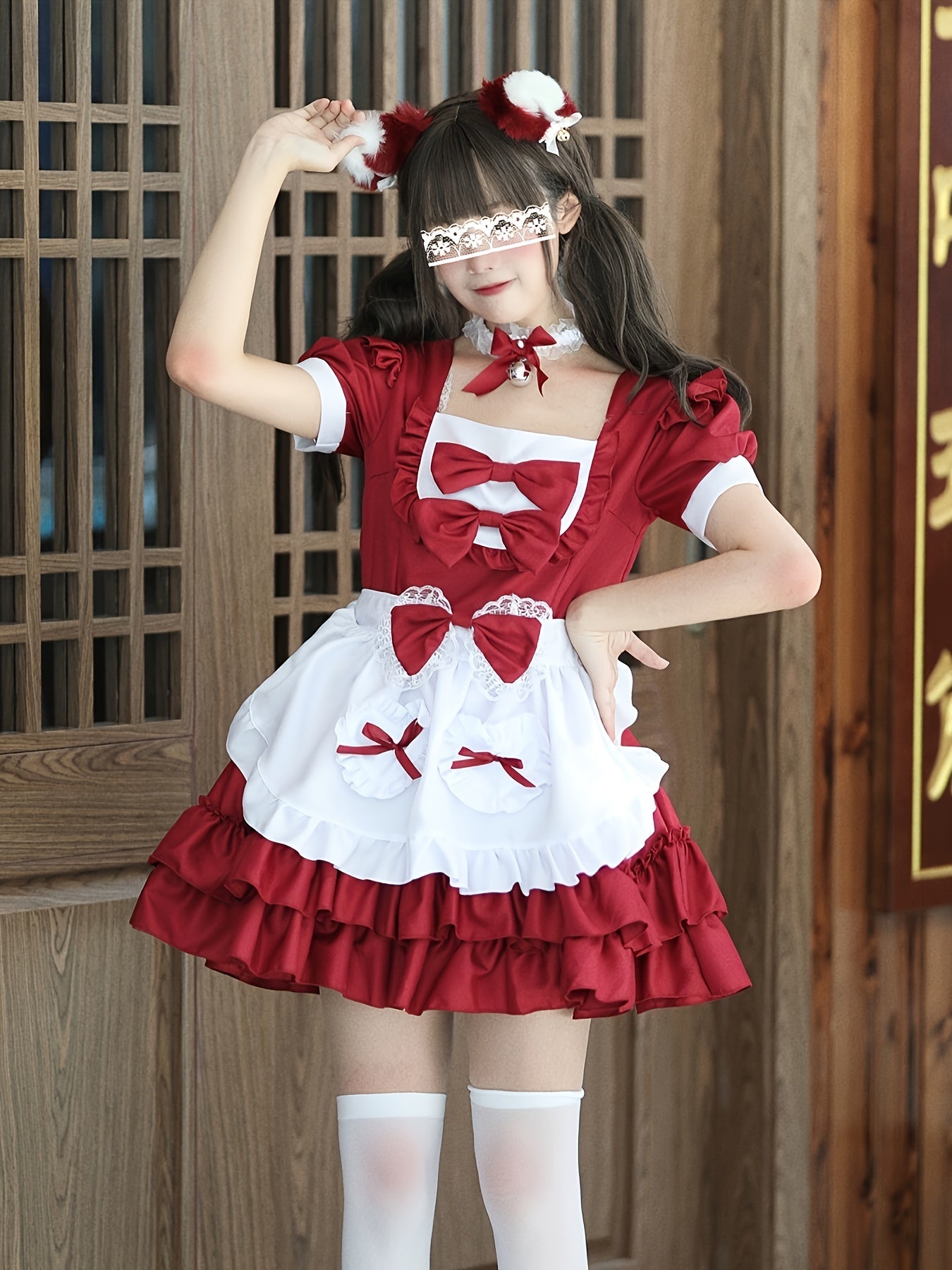 Women Plus Size Halloween Costumes Maid Cosplay Dress | Ruffle Mini 2