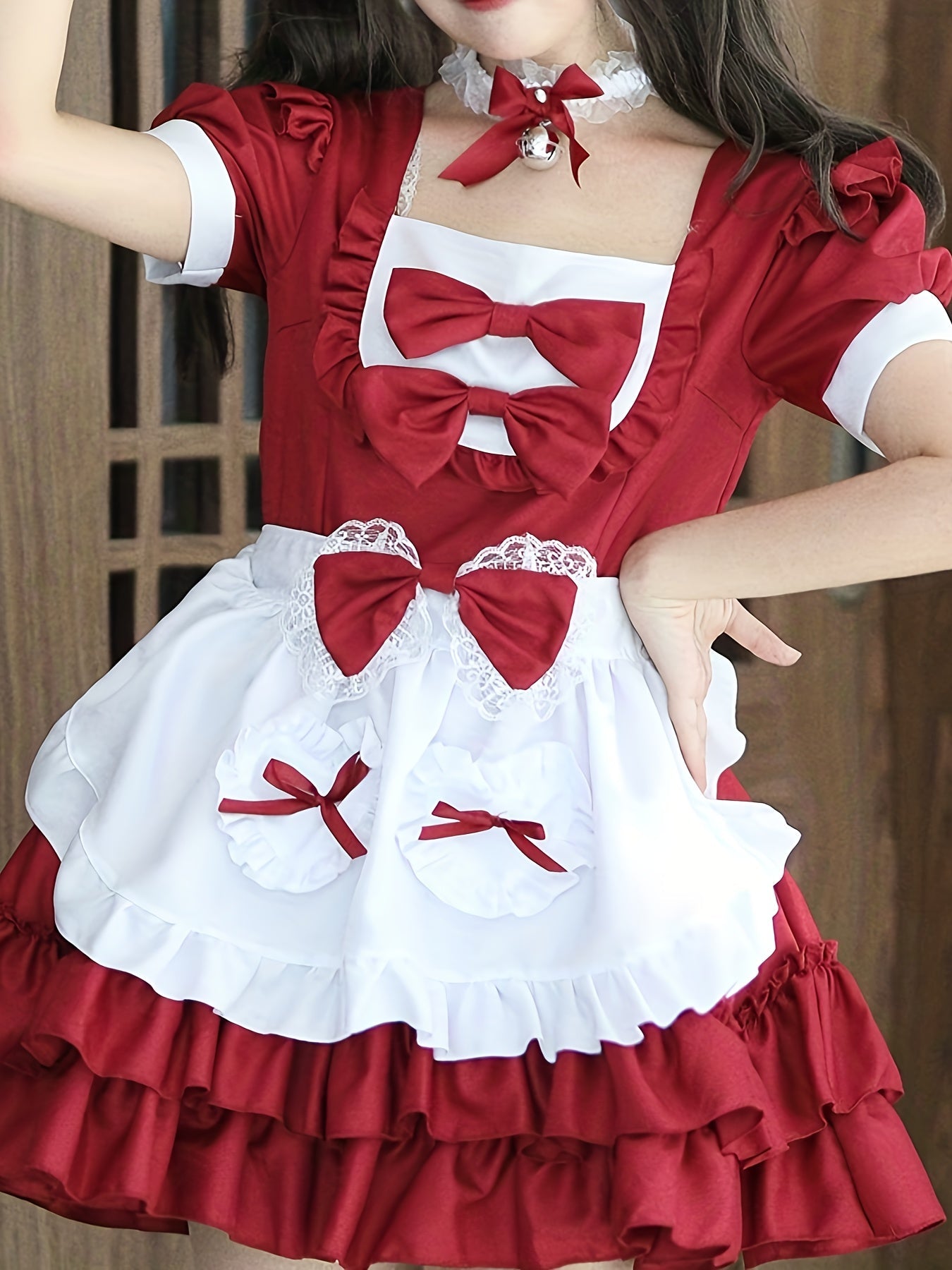Women Plus Size Halloween Costumes Maid Cosplay Dress | Ruffle Mini 3