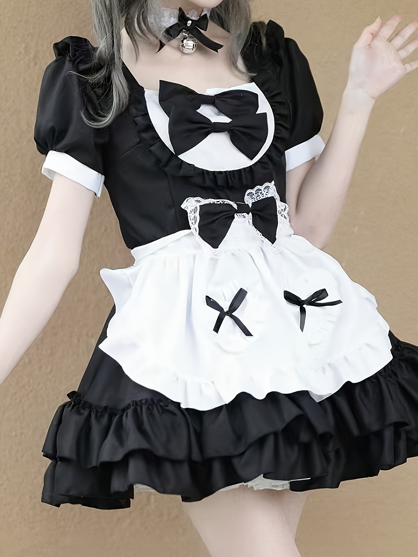 Women Plus Size Halloween Costumes Maid Cosplay Dress | Ruffle Mini 4