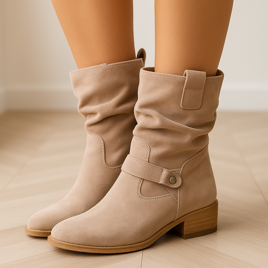 Women's Black Suede Knee High Boots – Comfortable Pleated Shaft Stylish Footwear 0