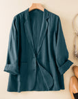 Chaqueta casual ligera para mujer con cuello de solapa y bolsillos parche – Perfecta para primavera y otoño