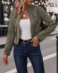 Women's Velvet Double-Breasted Jacket with Mandarin Collar – Retro Chic Design in Soft Deerskin Texture