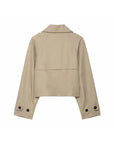 Women's Double Breasted Short Trench Coat with Pockets – Stylish Winter Jacket for Autumn 4