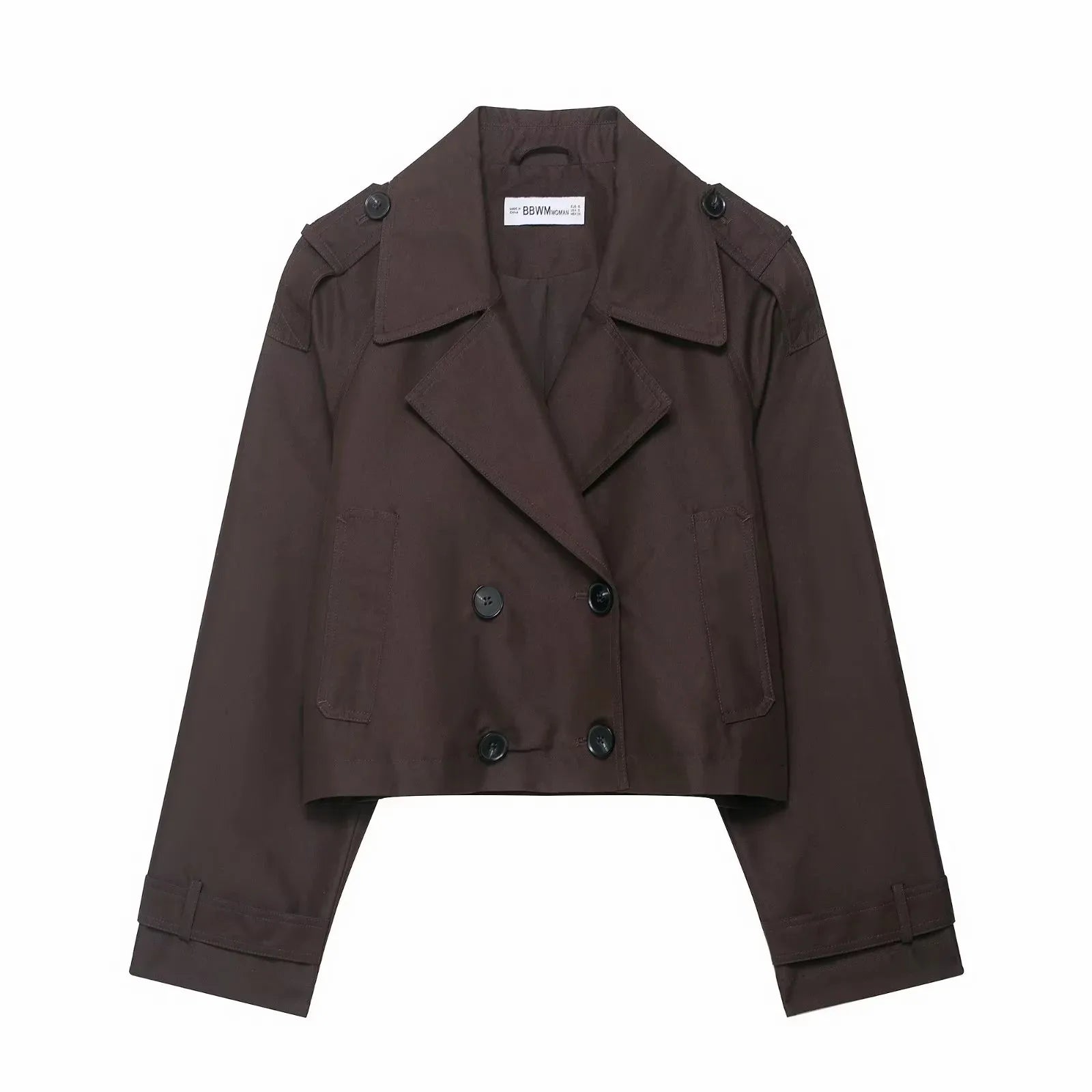 Women's Double Breasted Short Trench Coat with Pockets – Stylish Winter Jacket for Autumn 6