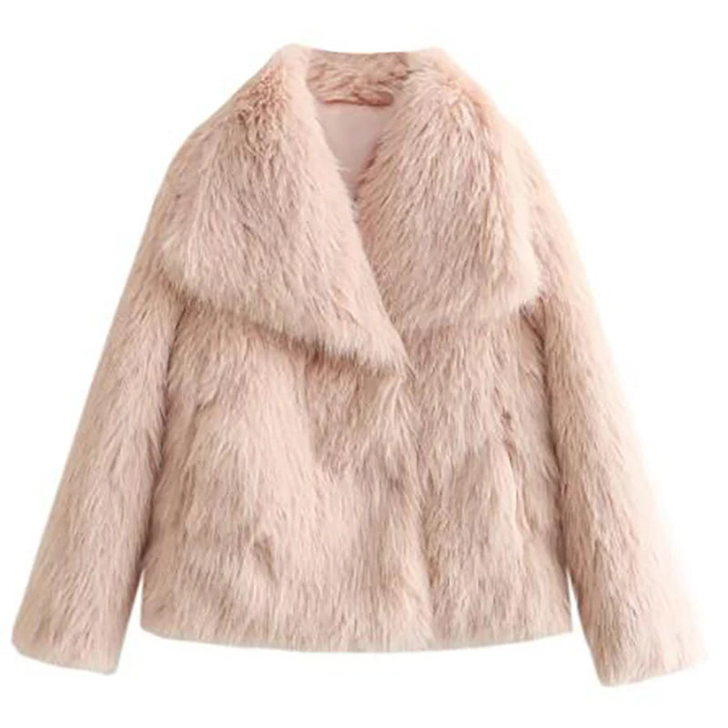 Women&#39;s Faux Fur Short Jacket - Warm Lightweight Winter Coat for High Street Fashion 10