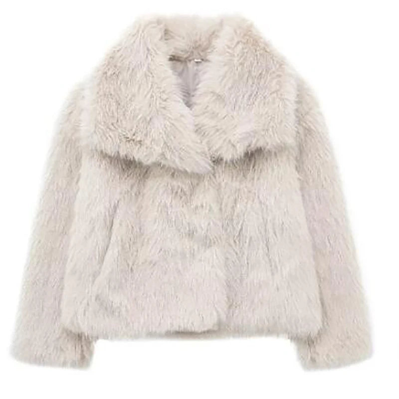 Women&#39;s Faux Fur Short Jacket - Warm Lightweight Winter Coat for High Street Fashion 6