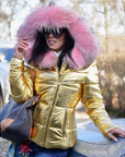 Women’s Fitted Quilted Puffer Jacket with Faux Fur Hood – Stylish Cold Weather Outerwear 0