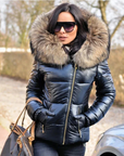 Women’s Fitted Quilted Puffer Jacket with Faux Fur Hood – Stylish Cold Weather Outerwear 3
