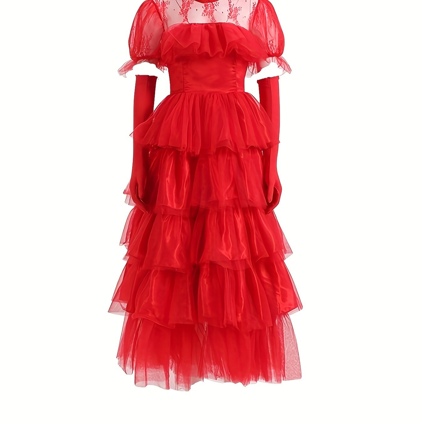 Women’s Gothic Lace Halloween Movie Costume Dress | Tiered Maxi 0