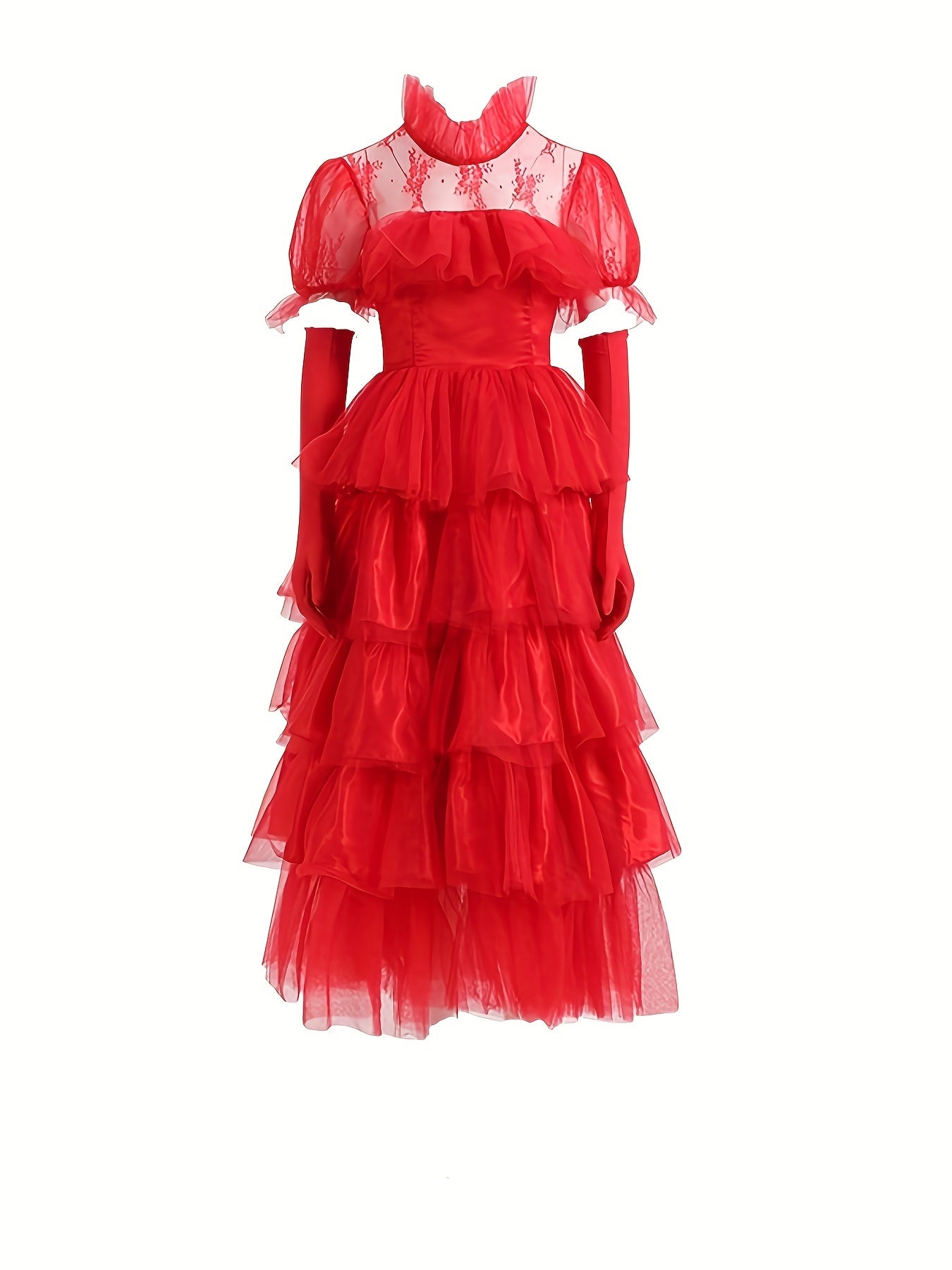 Women’s Gothic Lace Halloween Movie Costume Dress | Tiered Maxi 1
