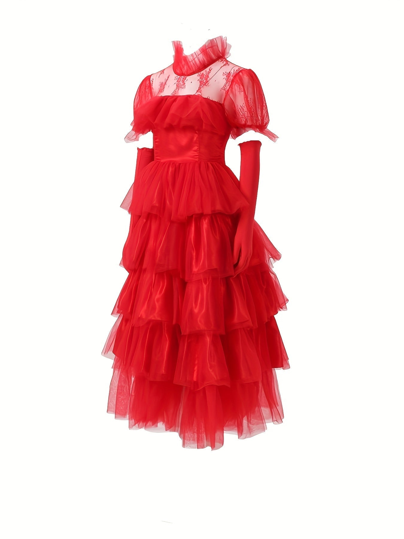 Women’s Gothic Lace Halloween Movie Costume Dress | Tiered Maxi 2